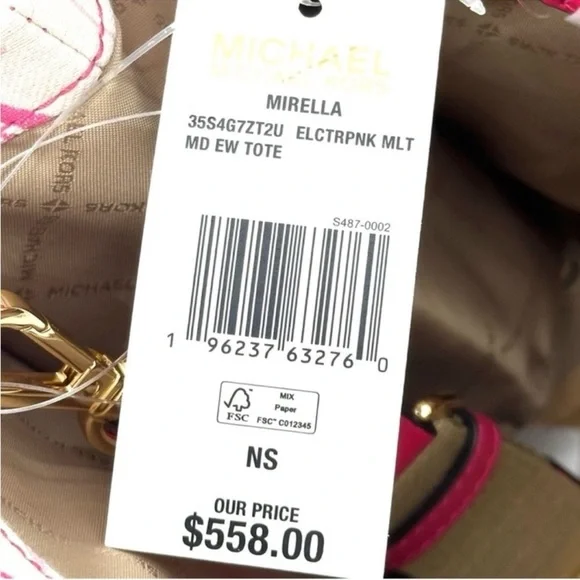 Michael Kors Medium Mirella Tote BagElectric Pink Multi Leather